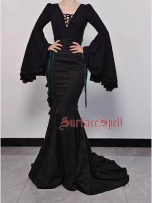Trumpet Sleeve Gothic Blouse by Surface Spell (SPG09)